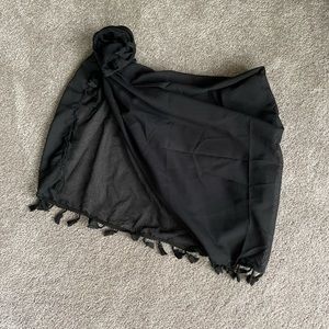 Black Sarong Simple Elegant Pool Beach Beachwear BBQ Barbecue Bikini Coverup OS